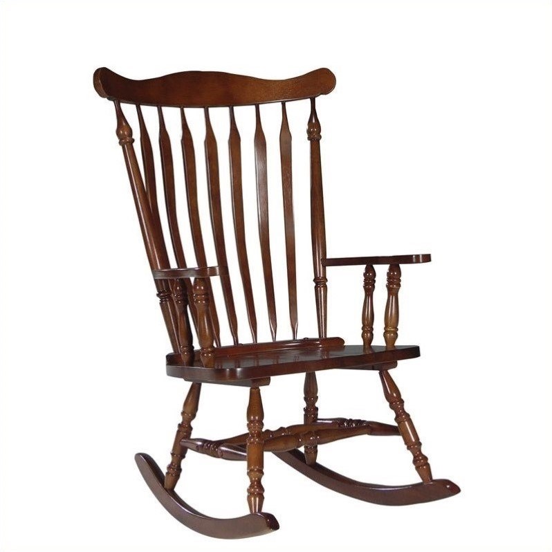 Pemberly Row Contemporary Solid Wood Rocking Chair in Soft Cherry