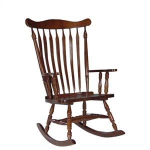 Pemberly Row Contemporary Solid Wood Rocking Chair in Soft Cherry