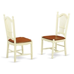 Pemberly Row 11&quot Wood Dining Chairs in Cream/Cherry (Set of 2)