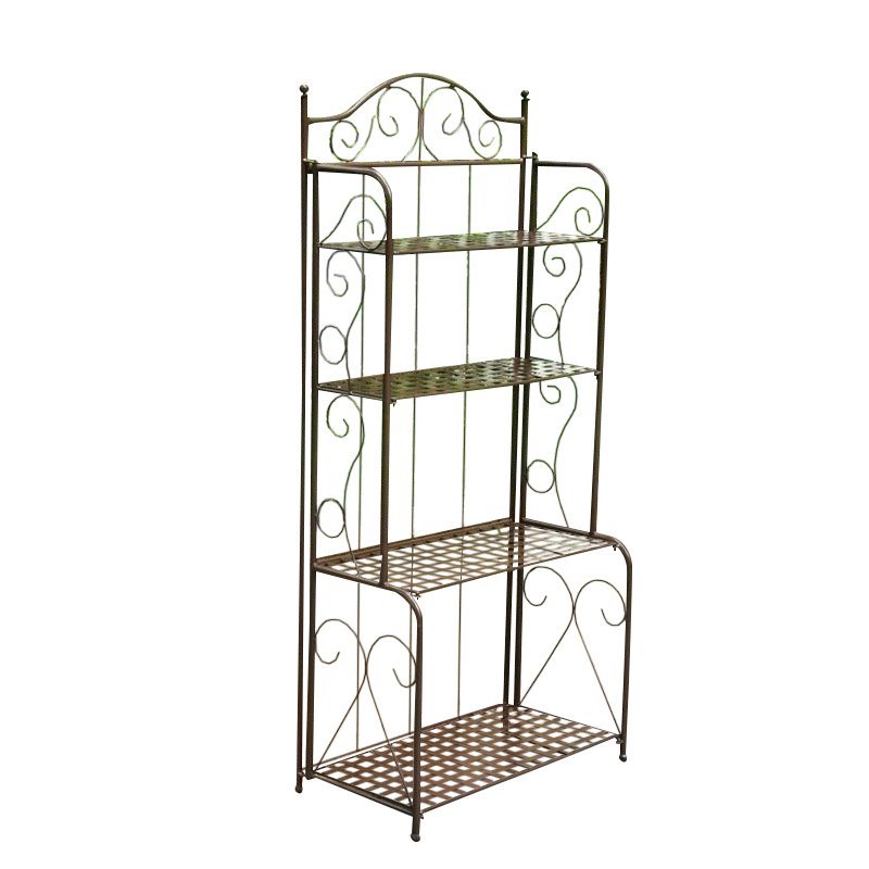 Pemberly Row Contemporary 4 Tier Iron Bakers Rack in Bronze Finish