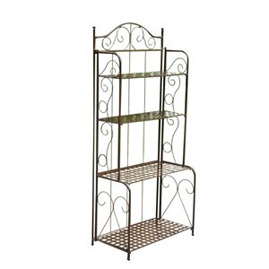Pemberly Row Contemporary 4 Tier Iron Bakers Rack in Bronze Finish