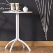 Pemberly Row Contemporary Round Patio Bistro Table in White Finish