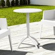 Pemberly Row Contemporary Round Patio Bistro Table in White Finish