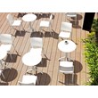 Pemberly Row Contemporary Round Patio Bistro Table in White Finish