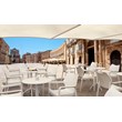Pemberly Row Contemporary Round Patio Bistro Table in White Finish