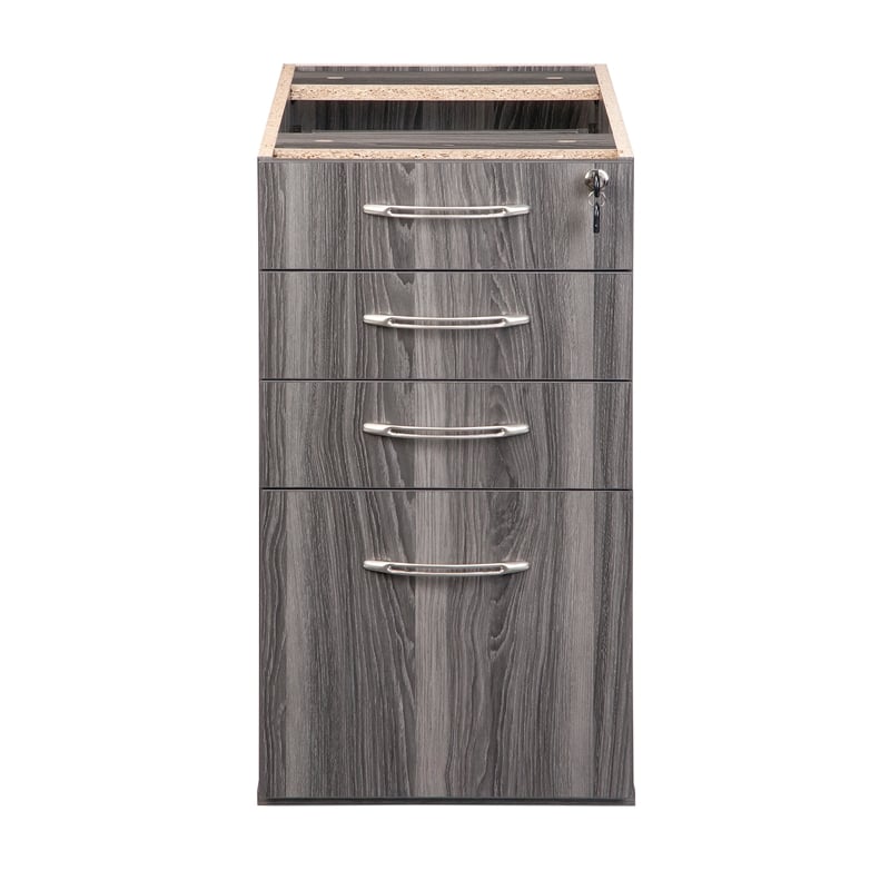 Pemberly Row Contemporary 4 Drawer File Cabinet in Gray Steel