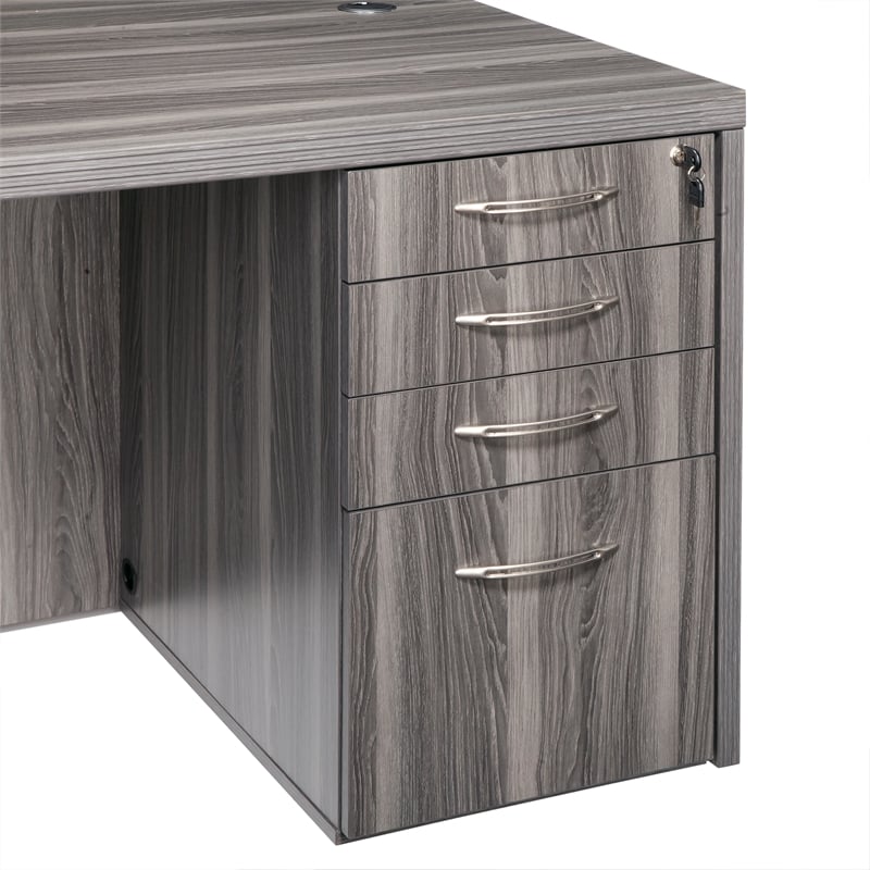 Pemberly Row Contemporary 4 Drawer File Cabinet in Gray Steel