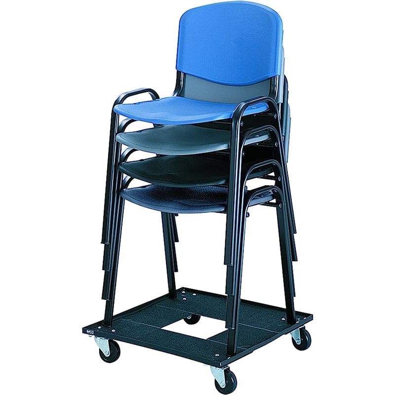 Pemberly Row Contemporary Stacking Mobile Rolling Chair Cart Black