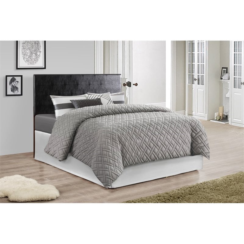 Pemberly Row Faux Leather Upholstered King Headboard in Black