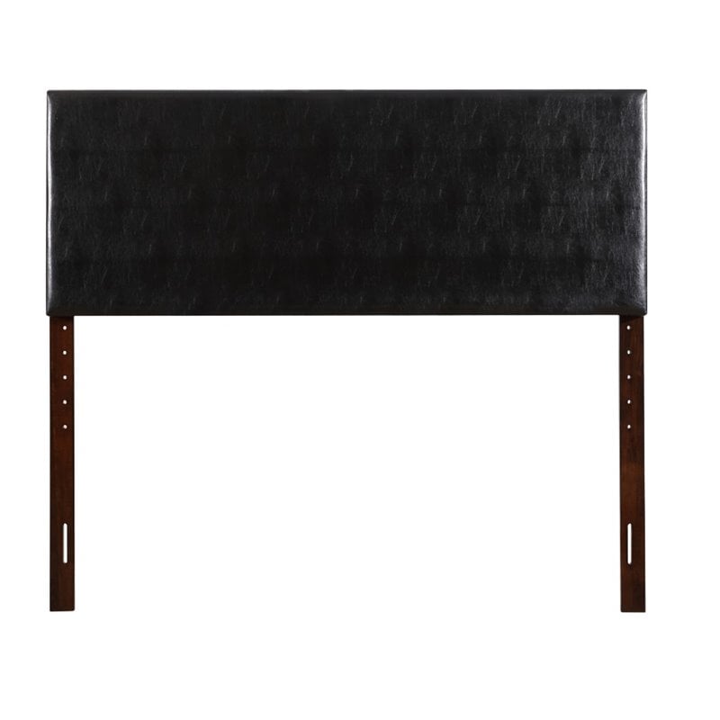 Pemberly Row Faux Leather Upholstered King Headboard in Black