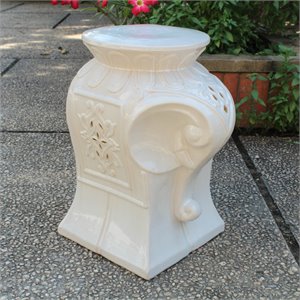 Pemberly Row Contemporary Wild Elephant Ceramic Garden Stool