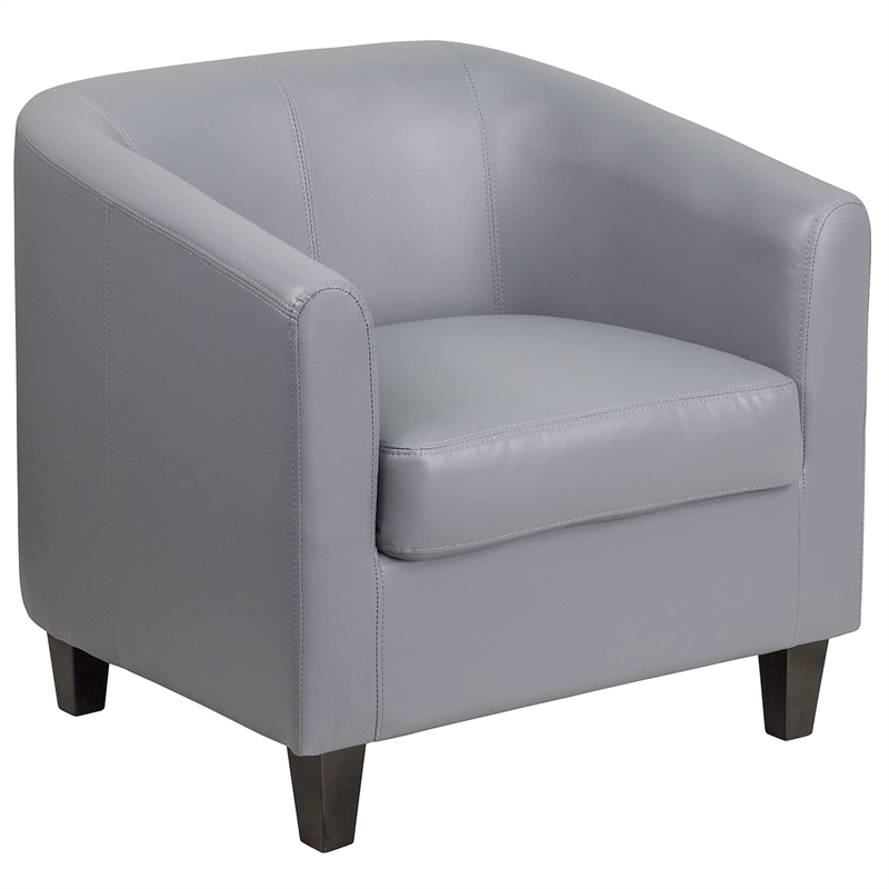 Pemberly Row Contemporary Leather Reception Chair in Gray Finish
