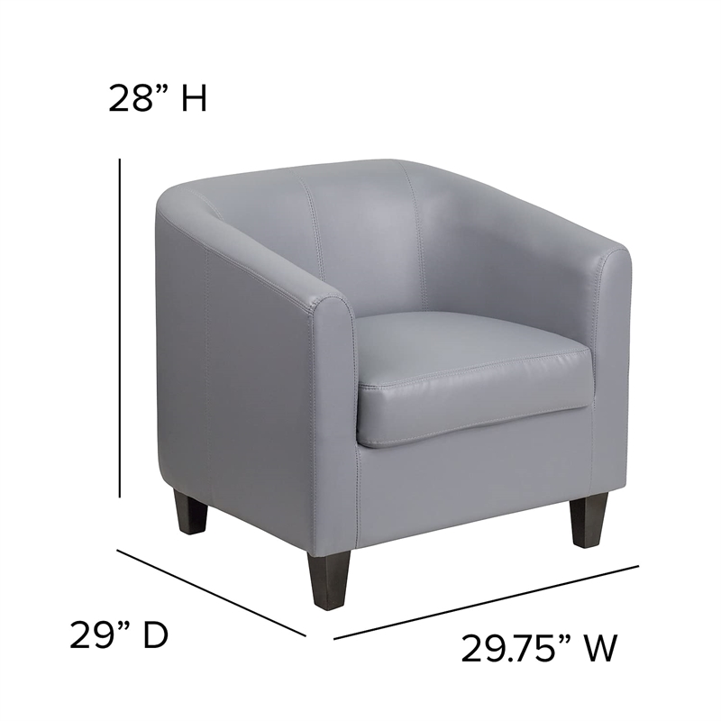 Pemberly Row Contemporary Leather Reception Chair in Gray Finish