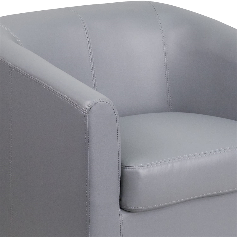 Pemberly Row Contemporary Leather Reception Chair in Gray Finish