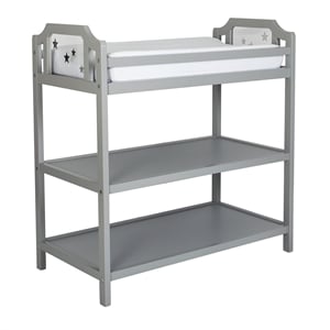 Pemberly Row Modern Wood Changing Table in Light Gray Finish