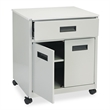 Pemberly Row Modern Metal Machine Stand with Drawe in Steel Gray Finish