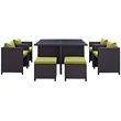 Pemberly Row 9 Piece Patio Dining Set in Espresso and Peridot