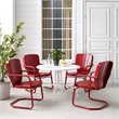 Pemberly Row 5 Piece Metal Outdoor Dining Set in Bright Red Gloss