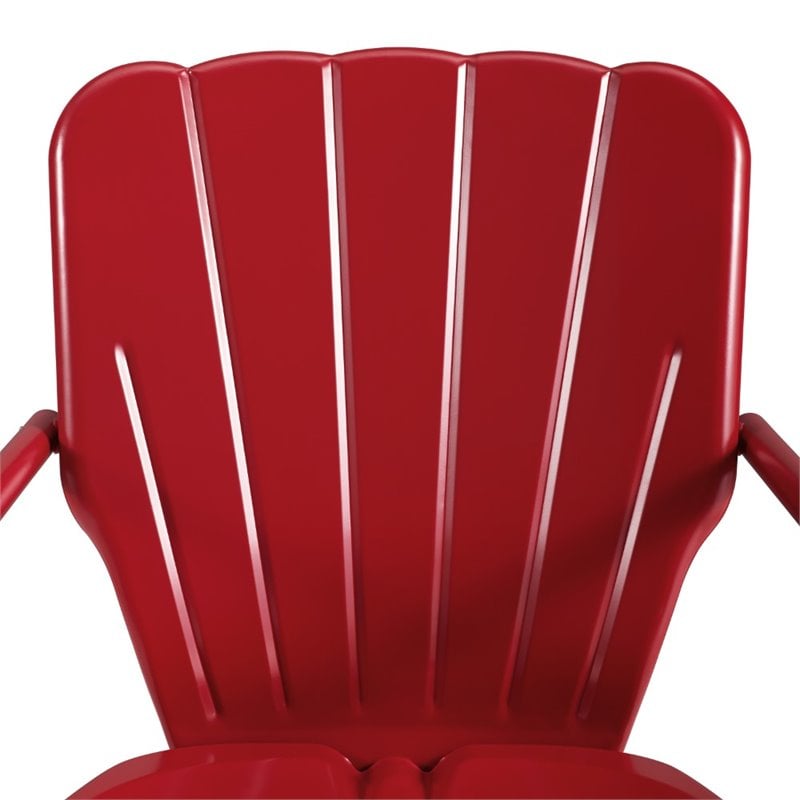 Pemberly Row 5 Piece Metal Outdoor Dining Set in Bright Red Gloss