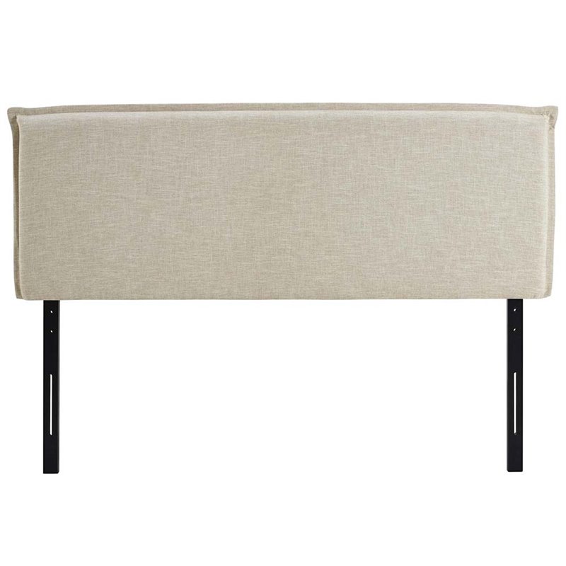 Pemberly Row Queen Upholstered Polyester Fabric Headboard in Beige