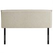 Pemberly Row Queen Upholstered Polyester Fabric Headboard in Beige