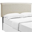 Pemberly Row Queen Upholstered Polyester Fabric Headboard in Beige