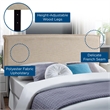 Pemberly Row Queen Upholstered Polyester Fabric Headboard in Beige