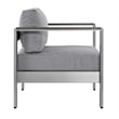 Pemberly Row Fabric and Aluminum Outdoor Patio Armchair in Silver/Gray