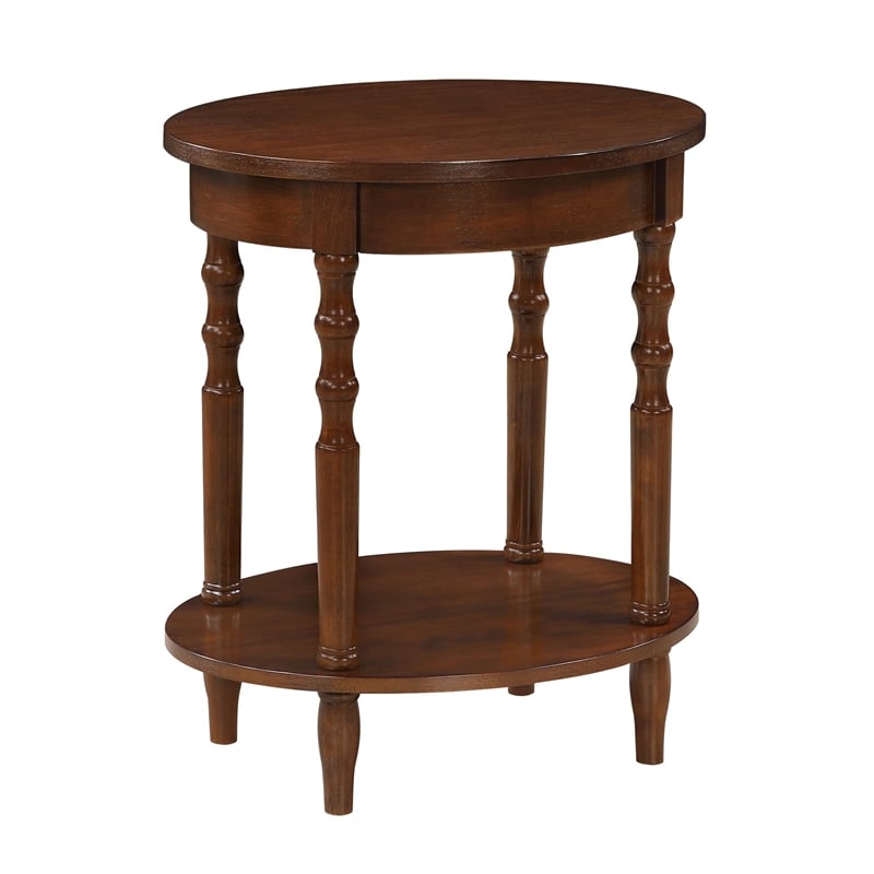 Pemberly Row Contemporary Oval End Table in Black Wood Finish