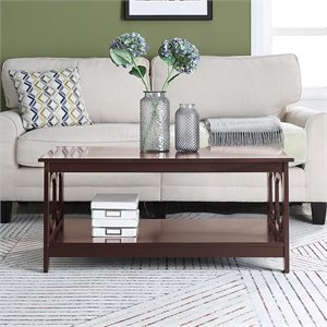 Pemberly Row Contemporary Coffee Table in Espresso Wood Finish