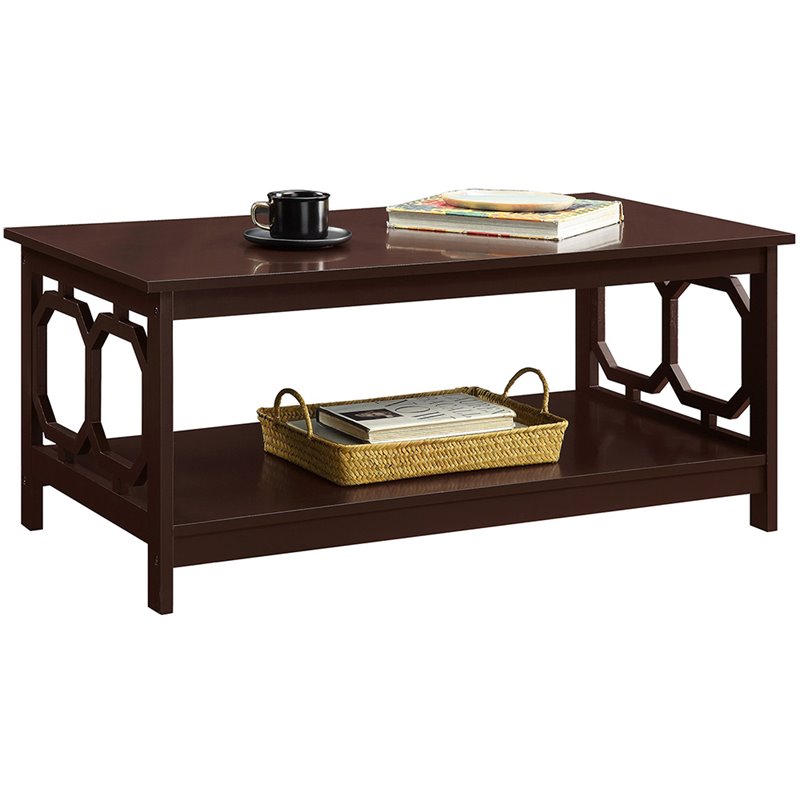Pemberly Row Contemporary Coffee Table in Espresso Wood Finish