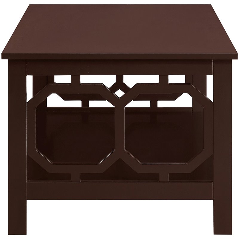 Pemberly Row Contemporary Coffee Table in Espresso Wood Finish