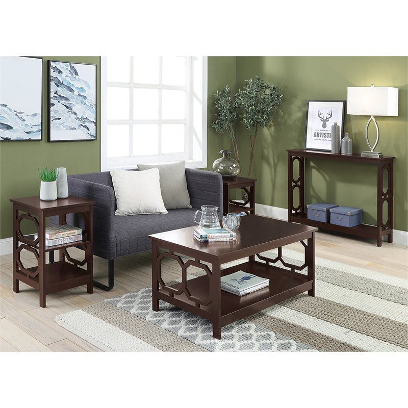 Pemberly Row Contemporary Coffee Table in Espresso Wood Finish
