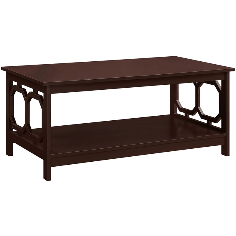 Pemberly Row Contemporary Coffee Table in Espresso Wood Finish