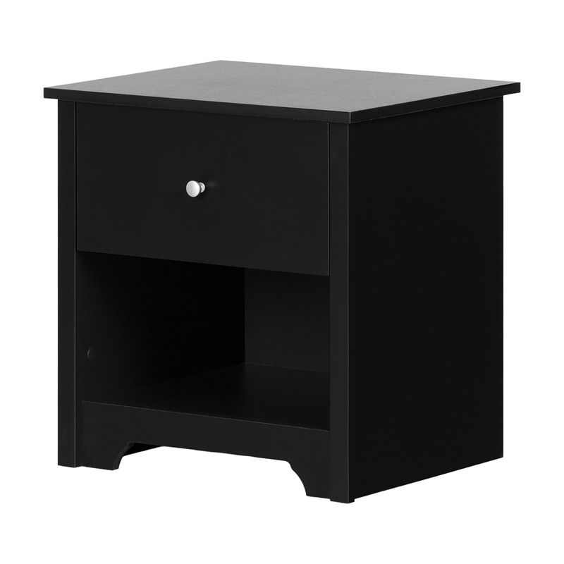 Pemberly Row Laminated Engineered Wood Nightstand in Pure Black