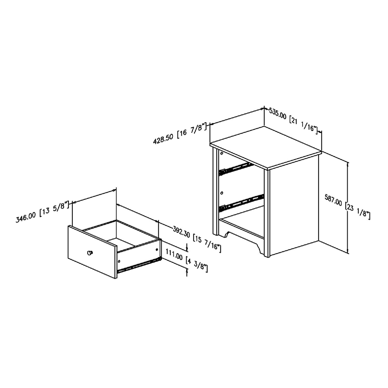 Pemberly Row Laminated Engineered Wood Nightstand in Pure Black