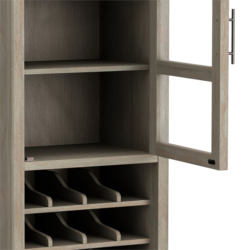 Pemberly Row Solid Wood 12 Bottle Wine Rack Cabinet in Distressed Gray