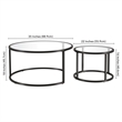 Pemberly Row Metal Double Nested Round Glass Top Coffee Table in Nickel/Gray