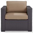 Pemberly Row Wicker / Rattan Patio Arm Chair in Brown and Mocha