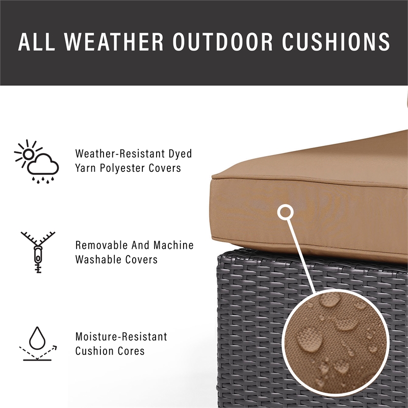 Pemberly Row Wicker / Rattan Patio Arm Chair in Brown and Mocha