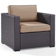 Pemberly Row Wicker / Rattan Patio Arm Chair in Brown and Mocha