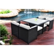 Pemberly Row 9-Piece Aluminum and Rattan Patio Dining Set in Espresso/White