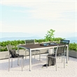 Pemberly Row 5-Piece Outdoor Patio Aluminum Dining Set in Silver/Black