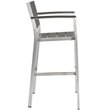 Pemberly Row 5-Piece Outdoor Patio Wood and Aluminum Dining Set in Silver/Gray