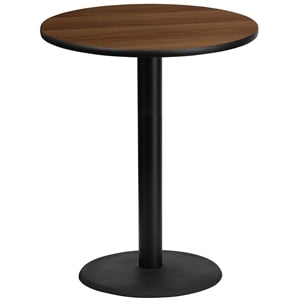 Pemberly Row 36&quot Round Restaurant Bar Table in Black and Walnut