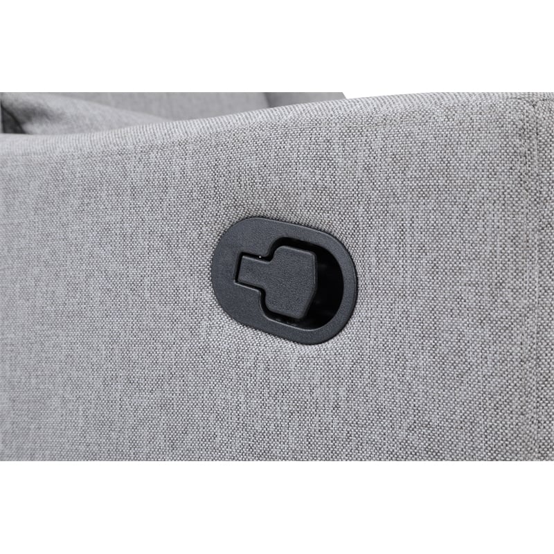 Pemberly Row Wood Swivel Glider Recliner with Pillow in Rich Gray