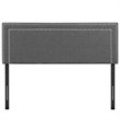 Pemberly Row Queen Upholstered Polyester Fabric Headboard in Gray