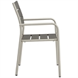 Pemberly Row Outdoor Patio Aluminum Dining Armchair in Silver/Gray