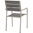 Pemberly Row Outdoor Patio Aluminum Dining Armchair in Silver/Gray