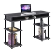 Pemberly Row No Tools Student Desk in Charcoal Gray Wood Finish and Black Poles